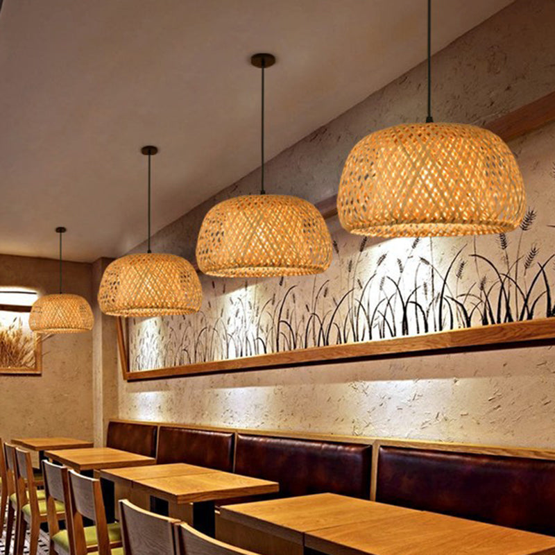 Wood Handwoven Suspension Lighting Minimalist 1��Head Rattan Pendant Ceiling Light Wood J Clearhalo 'Ceiling Lights' 'Modern Pendants' 'Modern' 'Pendant Lights' 'Pendants' Lighting' 2245672