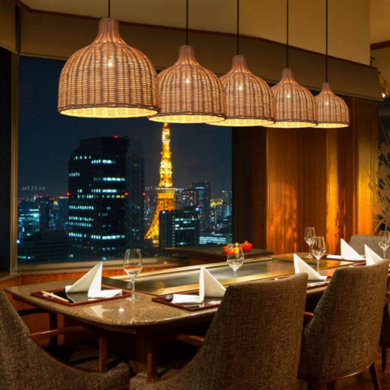 Basket Suspension Lighting Minimalist Rattan 1 Head Restaurant Pendant Ceiling Light Clearhalo 'Ceiling Lights' 'Lighting' 'Pendant Lights' 2245741_8aa9a780-f8df-45eb-ae0a-9e9daeeb20cc
