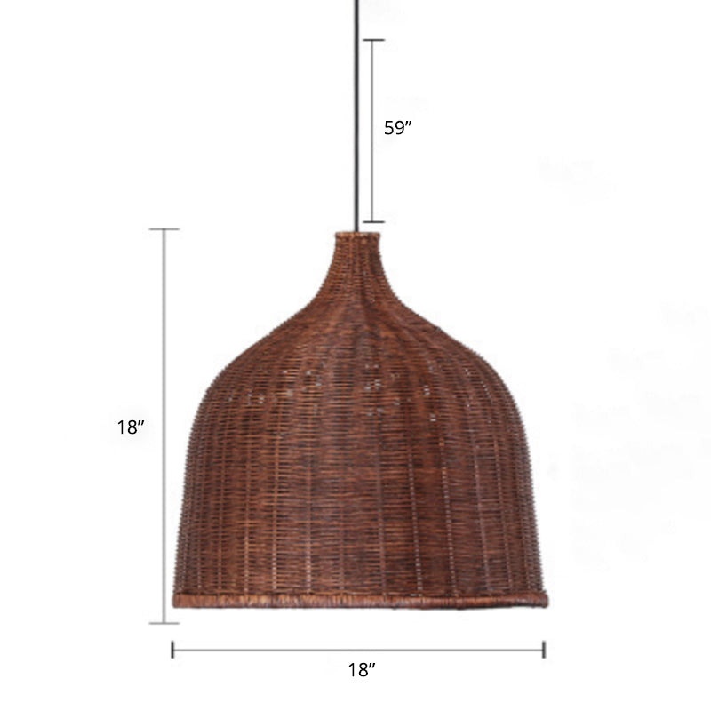 Basket Suspension Lighting Minimalist Rattan 1��Head Restaurant Pendant Ceiling Light 18" Clearhalo 'Ceiling Lights' 'Pendant Lights' 'Pendants' Lighting' 2245748_04e626d9-ee6c-4eca-9da8-2b277a83d1d0