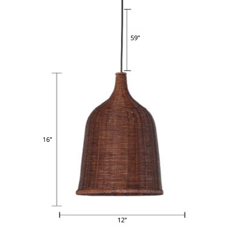 Basket Suspension Lighting Minimalist Rattan 1��Head Restaurant Pendant Ceiling Light 12" Clearhalo 'Ceiling Lights' 'Pendant Lights' 'Pendants' Lighting' 2245749_5c48ff4b-97c0-4d22-8425-b7bb2b044d0e