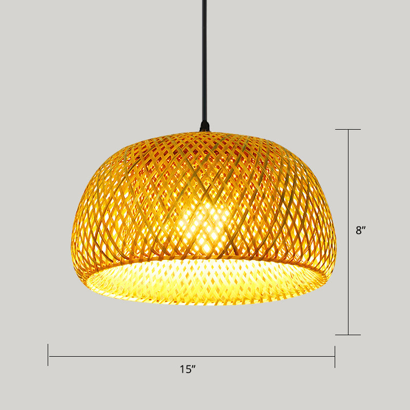 Handwoven Rattan Suspension Light Simplicity 1-Light Wood Pendant Lighting Fixture Wood C Clearhalo 'Ceiling Lights' 'Pendant Lights' 'Pendants' Lighting' 2245776_77e0b920-bc95-4075-b8ae-cd0340e400f0