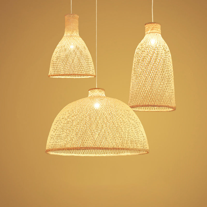 Handmade Bamboo Suspension Lighting Minimalist 1 Head Wood Pendant Ceiling Light for Tea Room Clearhalo 'Ceiling Lights' 'Lighting' 'Pendant Lights' 2245819_d26119cb-f440-4cc4-9604-6d2dc4de81cd
