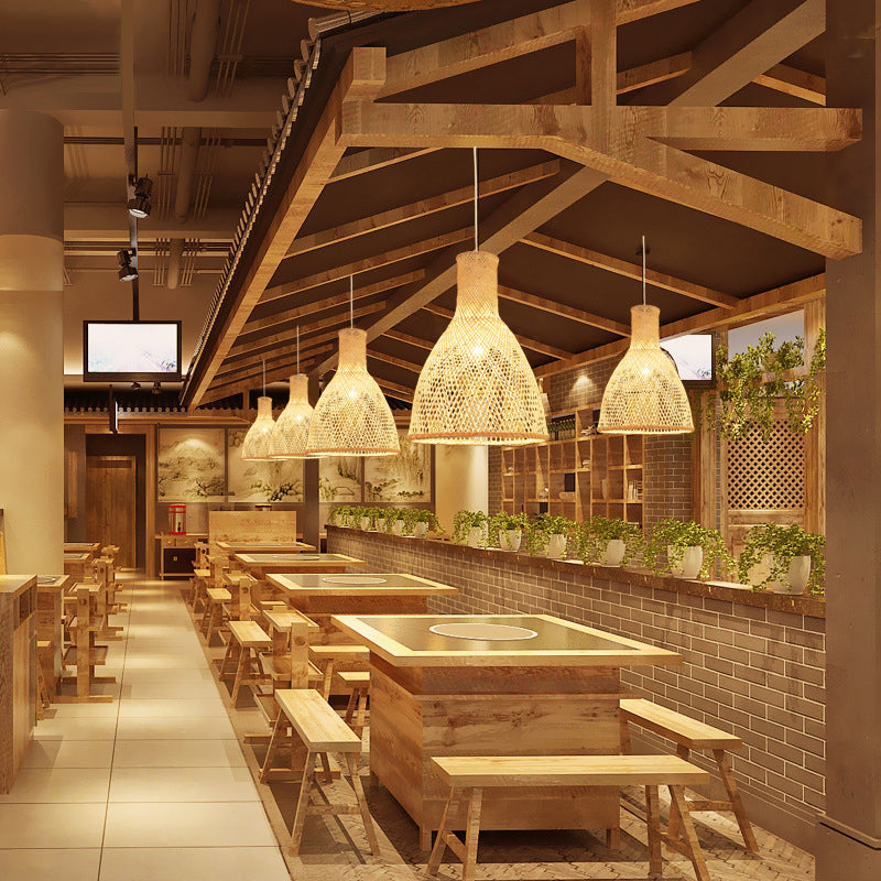 Handmade Bamboo Suspension Lighting Minimalist 1������Head Wood Pendant Ceiling Light for Tea Room Wood C Clearhalo 'Ceiling Lights' 'Pendant Lights' 'Pendants' Lighting' 2245821_276fa90d-e41f-4c85-8e9f-5a248d3f0c18