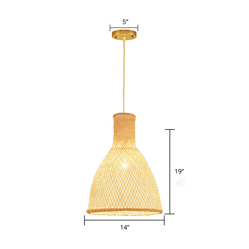 Handmade Bamboo Suspension Lighting Minimalist 1������Head Wood Pendant Ceiling Light for Tea Room Clearhalo 'Ceiling Lights' 'Pendant Lights' 'Pendants' Lighting' 2245826