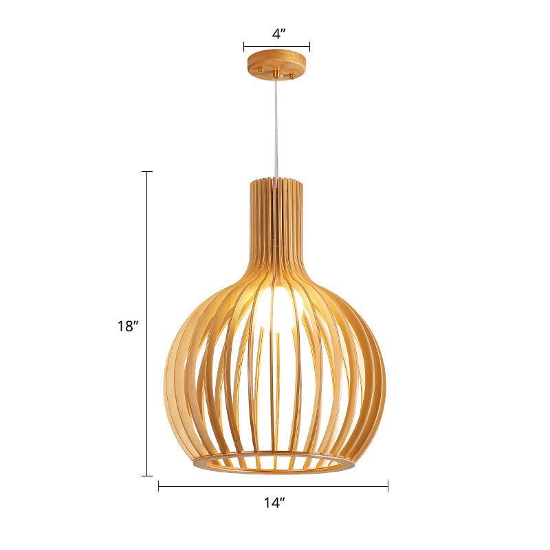 South-east Asia Shaded Ceiling Light Wood Single Restaurant Hanging Pendant Lighting Clearhalo 'Ceiling Lights' 'Pendant Lights' 'Pendants' Lighting' 2245834