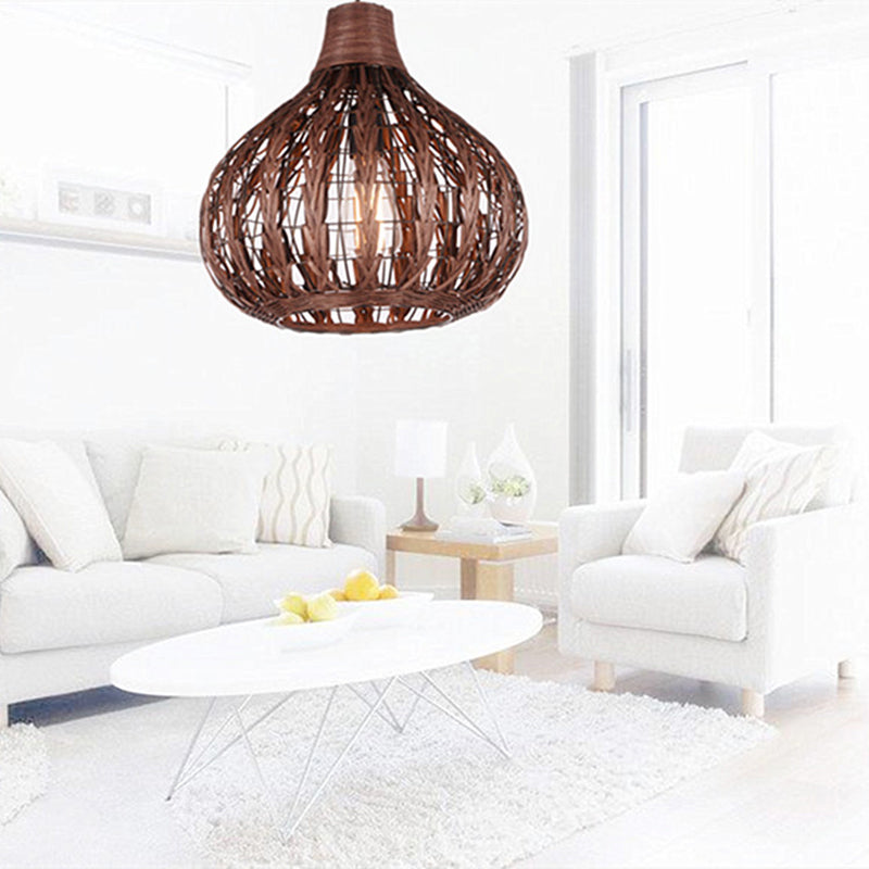 Onion Shaded Ceiling Light Asian Style Rattan 1������Bulb Restaurant Hanging Light Fixture Coffee Clearhalo 'Ceiling Lights' 'Pendant Lights' 'Pendants' Lighting' 2245860_af4c657d-76c9-49a5-81a4-398daec58116