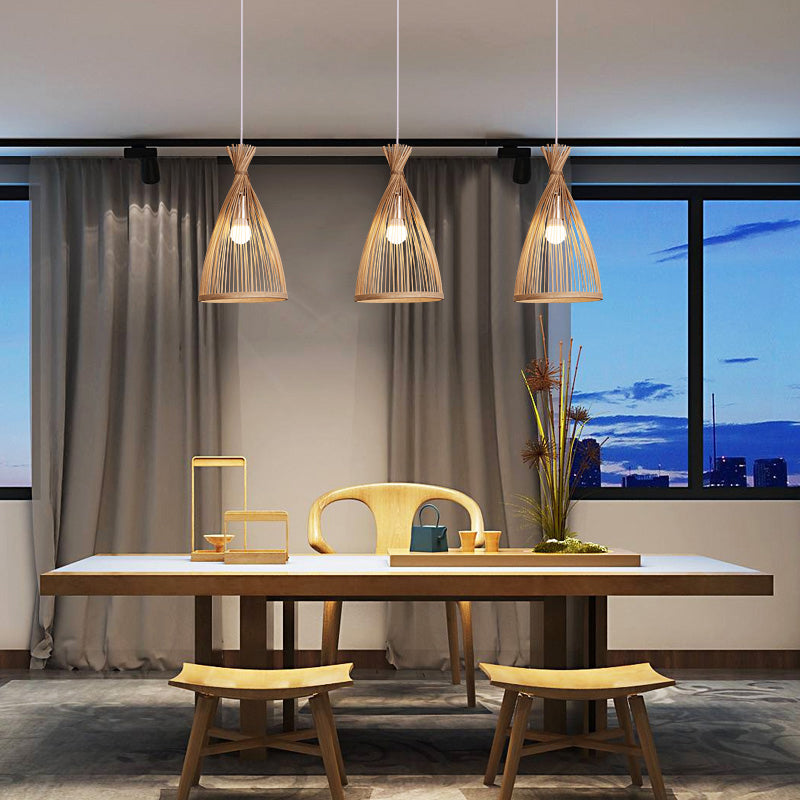 Bamboo Bell Suspension Lighting Minimalist 1������Head Pendant Ceiling Light for Tea Room Clearhalo 'Ceiling Lights' 'Pendant Lights' 'Pendants' Lighting' 2245865