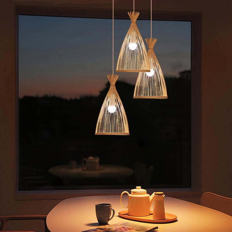 Bamboo Bell Suspension Lighting Minimalist 1������Head Pendant Ceiling Light for Tea Room Wood Clearhalo 'Ceiling Lights' 'Pendant Lights' 'Pendants' Lighting' 2245866_f89a30f0-7714-4b36-843a-213d856e90eb