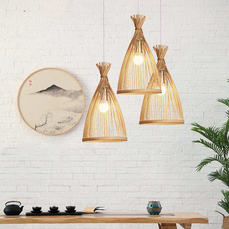 Bamboo Bell Suspension Lighting Minimalist 1������Head Pendant Ceiling Light for Tea Room Clearhalo 'Ceiling Lights' 'Pendant Lights' 'Pendants' Lighting' 2245867