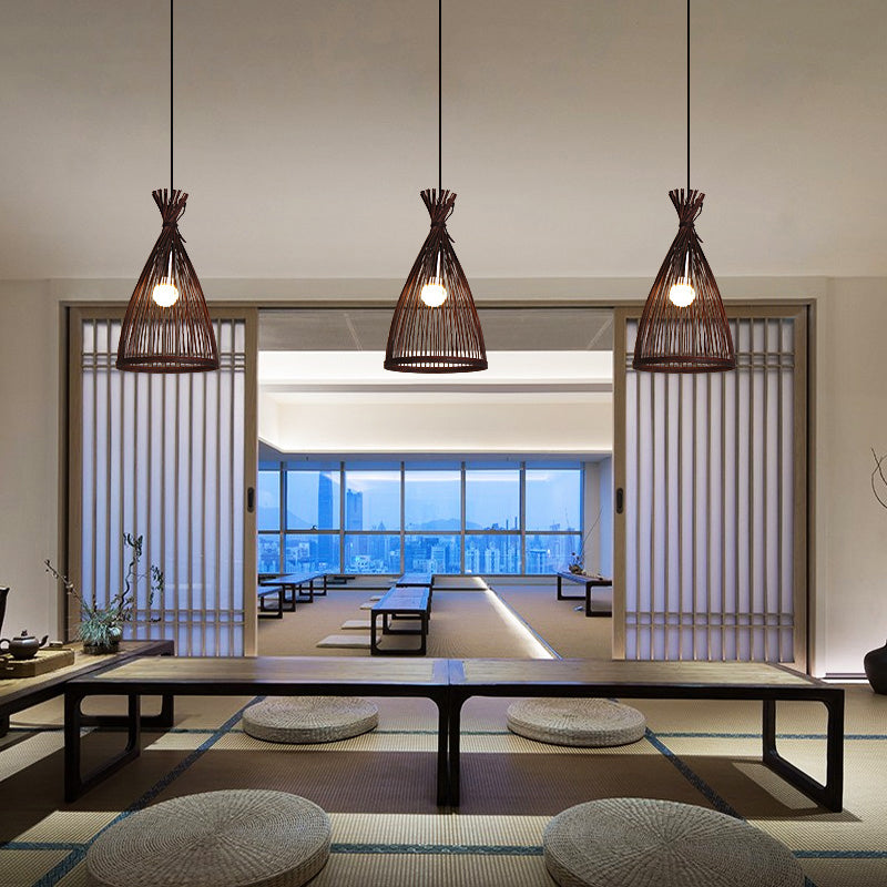 Bamboo Bell Suspension Lighting Minimalist 1������Head Pendant Ceiling Light for Tea Room Clearhalo 'Ceiling Lights' 'Pendant Lights' 'Pendants' Lighting' 2245868