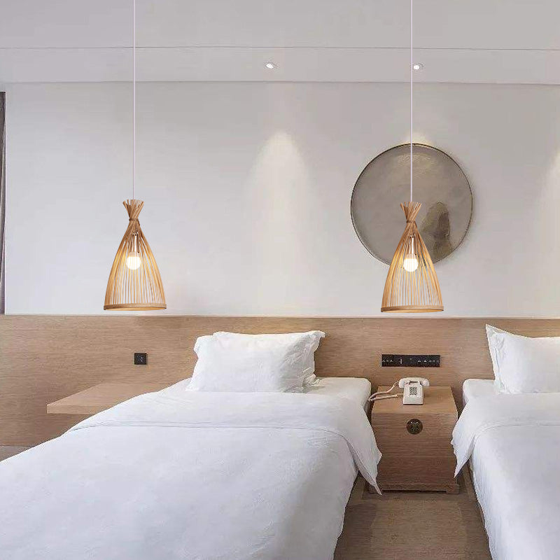 Bamboo Bell Suspension Lighting Minimalist 1������Head Pendant Ceiling Light for Tea Room Clearhalo 'Ceiling Lights' 'Pendant Lights' 'Pendants' Lighting' 2245869