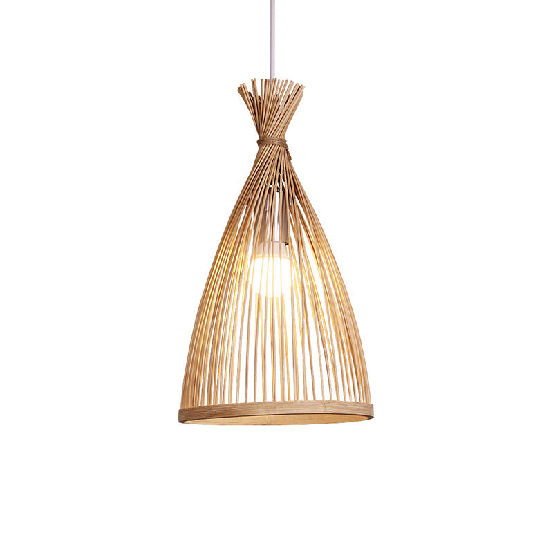 Bamboo Bell Suspension Lighting Minimalist 1������Head Pendant Ceiling Light for Tea Room Clearhalo 'Ceiling Lights' 'Pendant Lights' 'Pendants' Lighting' 2245870