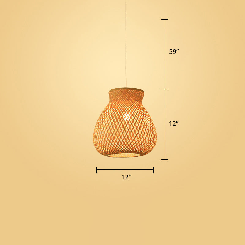 Modern Style Handwoven Ceiling Light Rattan Single Restaurant Hanging Pendant Light in Wood Wood F Clearhalo 'Ceiling Lights' 'Pendant Lights' 'Pendants' Lighting' 2245874_0caec1c4-9055-4c82-8d0e-05bbcbc831bd