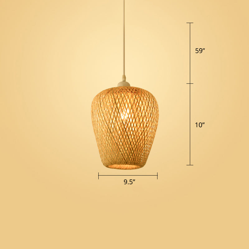 Modern Style Handwoven Ceiling Light Rattan Single Restaurant Hanging Pendant Light in Wood Clearhalo 'Ceiling Lights' 'Pendant Lights' 'Pendants' Lighting' 2245877