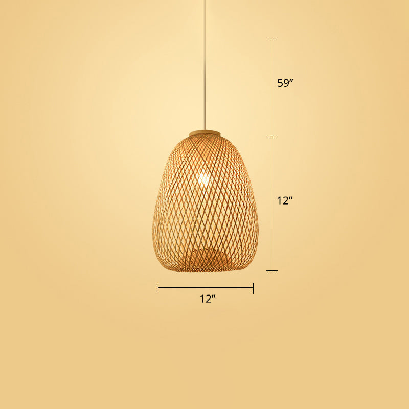 Modern Style Handwoven Ceiling Light Rattan Single Restaurant Hanging Pendant Light in Wood Clearhalo 'Ceiling Lights' 'Pendant Lights' 'Pendants' Lighting' 2245881