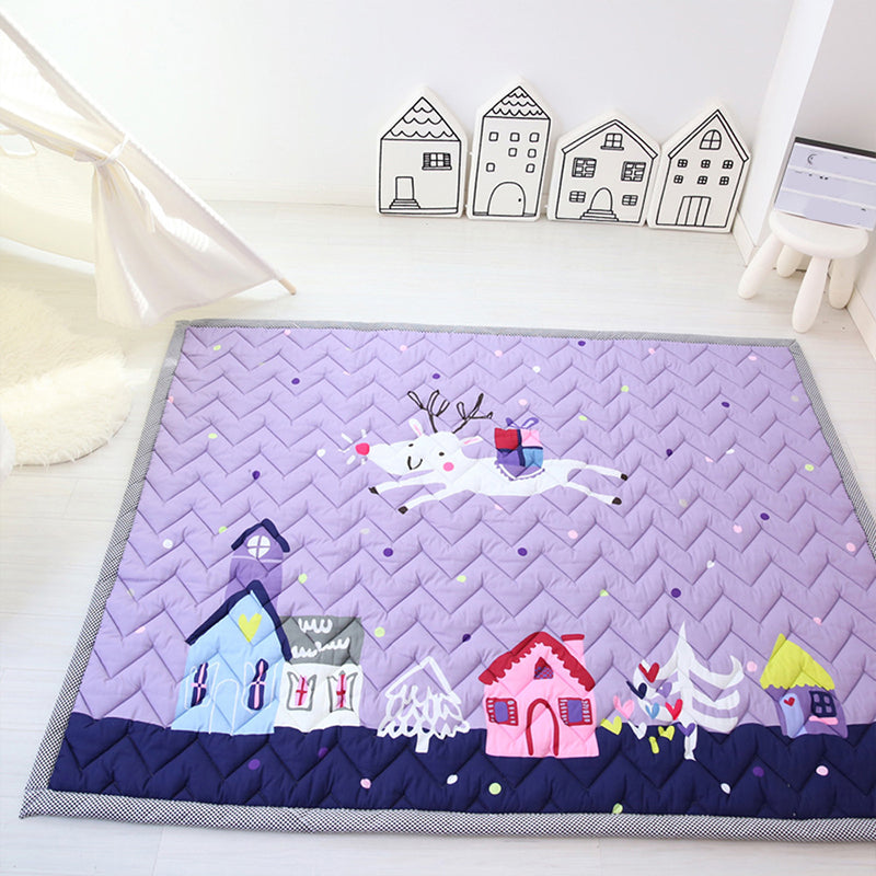 Simple Cartoon Rug Multi Colored Polypropylene Area Carpet Pet Friendly Non-Slip Backing Rug for Kids Purple 4'7" x 6'5" Clearhalo 'Area Rug' 'Rug' 2245927