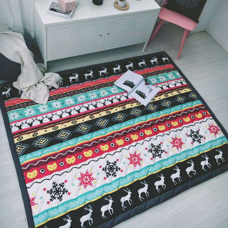 Simple Cartoon Rug Multi Colored Polypropylene Area Carpet Pet Friendly Non-Slip Backing Rug for Kids Blackish Green 4'7" x 6'5" Clearhalo 'Area Rug' 'Rug' 2245933