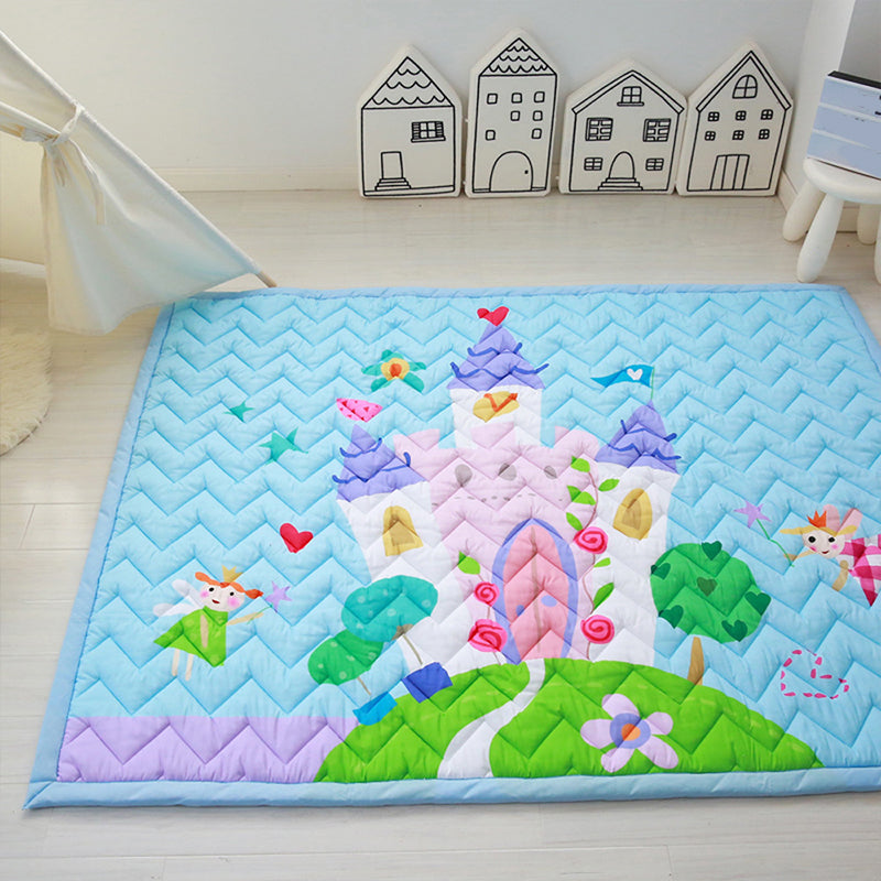 Simple Cartoon Rug Multi Colored Polypropylene Area Carpet Pet Friendly Non-Slip Backing Rug for Kids Sky Blue 4'7" x 6'5" Clearhalo 'Area Rug' 'Rug' 2245943