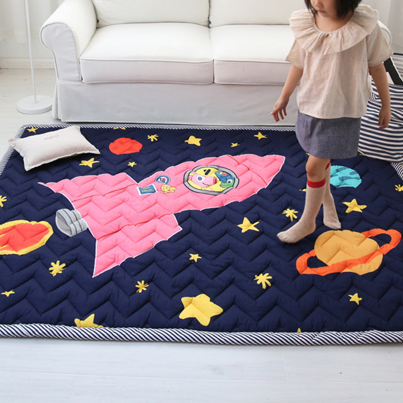 Comfort Childrens Room Rug Multicolored Space Printed Rug Non-Slip Backing Machine Washable Area Carpet Pink 4'7" x 6'5" Clearhalo 'Area Rug' 'Rug' 2245946