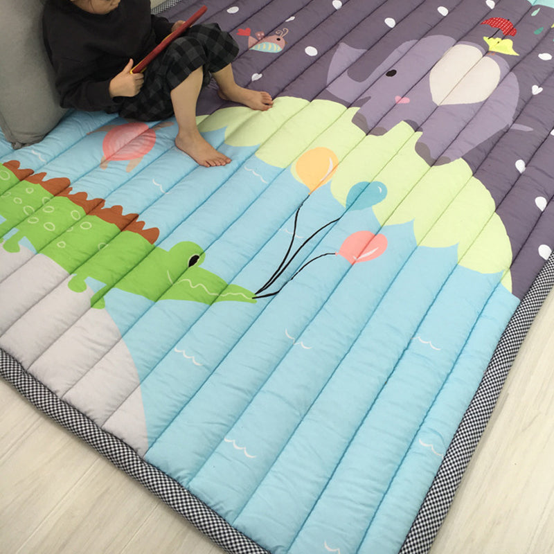 Multi-Color Comfort Rug Polyster Cartoon Animal Area Carpet Pet Friendly Easy Care Rug for Kids Bedroom Sky Blue 4'7" x 6'5" Clearhalo 'Area Rug' 'Rug' 2245969