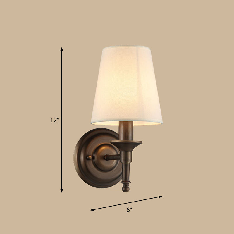 Single Wall Mount Light Minimalism Tapered Drum Fabric Wall Lighting for Corridor Bronze Clearhalo 'Wall Lamps & Sconces' 'Wall Lights' Lighting' 2246150