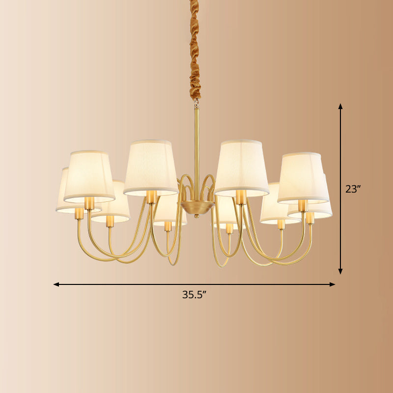 Fabric Bucket Shade Suspension Light Simplicity Living Room Chandelier Light in Brass Clearhalo 'Ceiling Lights' 'Chandeliers' Lighting' options 2246237