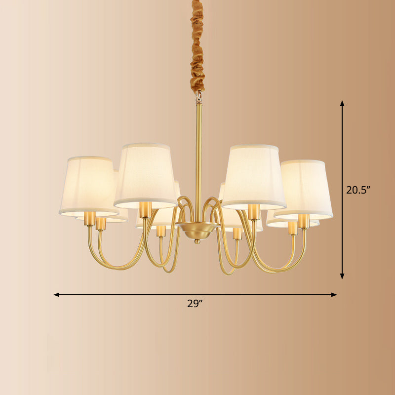 Fabric Bucket Shade Suspension Light Simplicity Living Room Chandelier Light in Brass Clearhalo 'Ceiling Lights' 'Chandeliers' Lighting' options 2246246