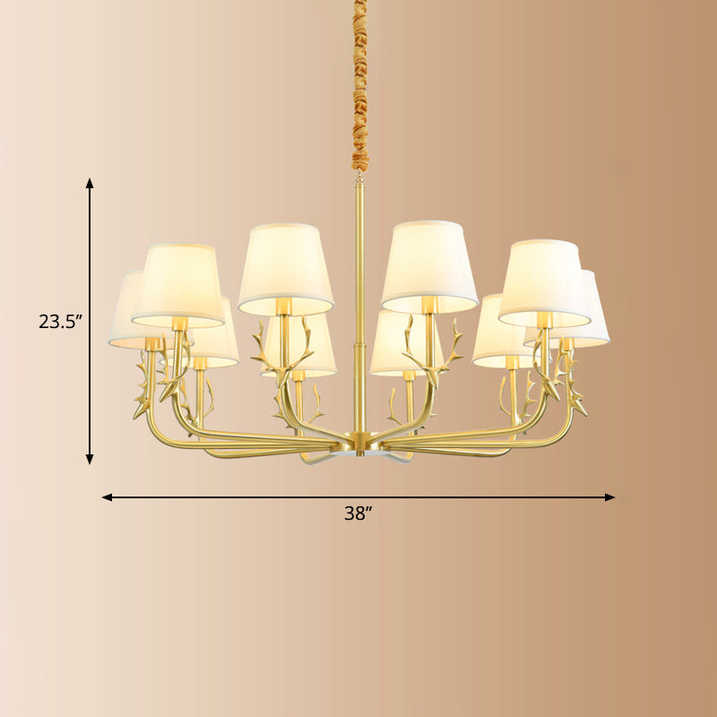 Traditional Bucket Ceiling Lighting Fabric Chandelier Light Fixture with Deer Decor in Brass Clearhalo 'Ceiling Lights' 'Chandeliers' Lighting' options 2246266