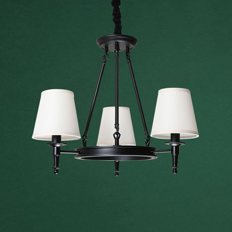 Bucket Shade Fabric Suspension Light Simplicity Living Room Chandelier Lighting Fixture Clearhalo 'Ceiling Lights' 'Chandeliers' Lighting' options 2246337