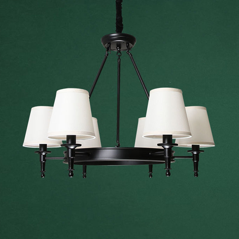 Bucket Shade Fabric Suspension Light Simplicity Living Room Chandelier Lighting Fixture Clearhalo 'Ceiling Lights' 'Chandeliers' Lighting' options 2246338