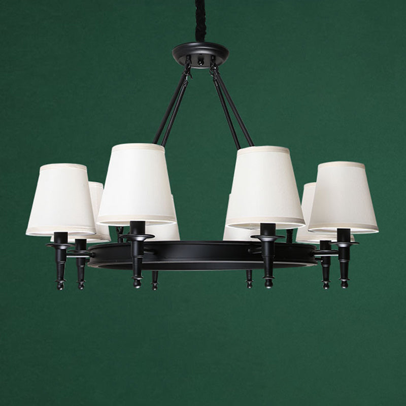 Bucket Shade Fabric Suspension Light Simplicity Living Room Chandelier Lighting Fixture Clearhalo 'Ceiling Lights' 'Chandeliers' Lighting' options 2246340