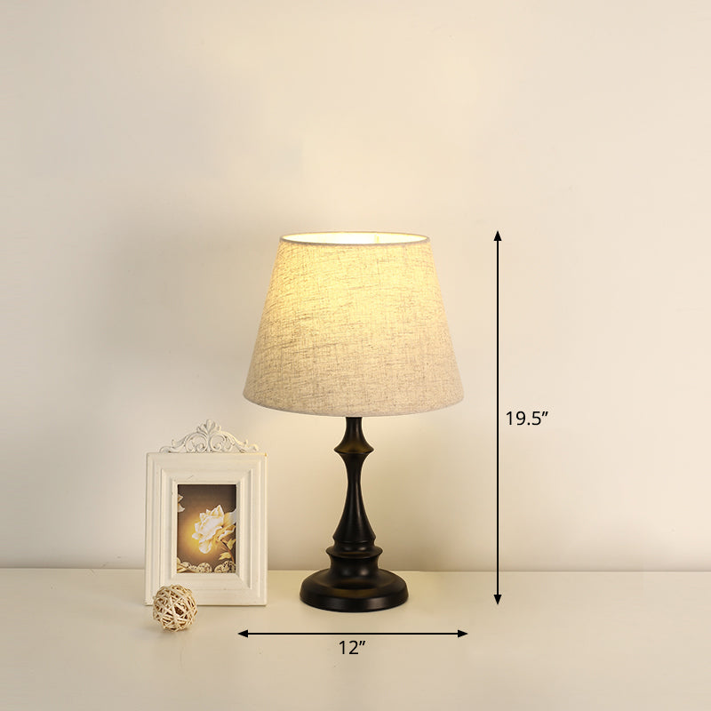 Baluster Iron Nightstand Lamp Minimalism 1-Light Bedside Table Light with Tapered Fabric Shade Black 12" Clearhalo 'Lamps' 'Table Lamps' Lighting' 2246442