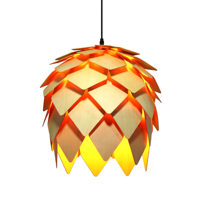 Wood Shaded Pendant Light Contemporary Single Suspension Lighting Fixture for Restaurant Clearhalo 'Ceiling Lights' 'Pendant Lights' 'Pendants' Lighting' 2246556