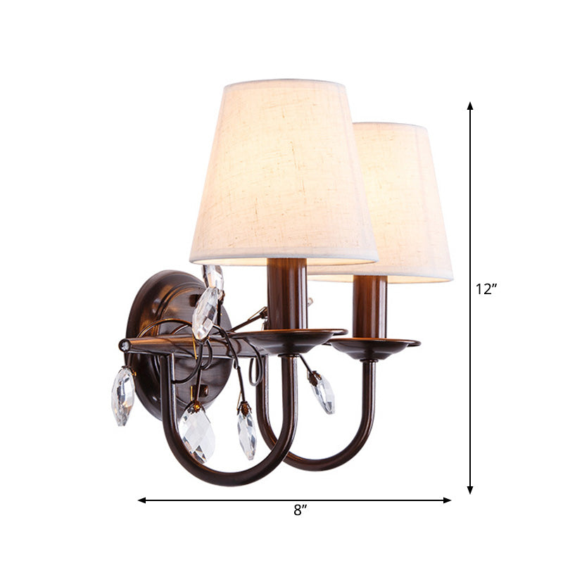 Conical Fabric Wall Sconce Modern Style 1/2-Light White Sconce Light Fixture with Clear Crystal Accent Clearhalo 'Cast Iron' 'Glass' 'Industrial' 'Modern wall lights' 'Modern' 'Tiffany' 'Traditional wall lights' 'Wall Lamps & Sconces' 'Wall Lights' Lighting' 224656