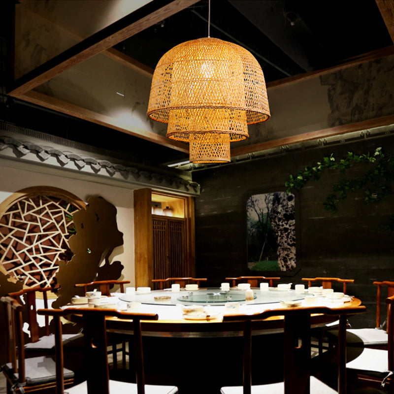 Layered Bamboo Suspension Lighting Minimalist 1 Head Wood Pendant Ceiling Light for Tea Room Wood 31.5" B Clearhalo 'Ceiling Lights' 'Lighting' 'Pendant Lights' 2246572_a27c917e-a543-4be8-be51-0a4d9a4113cc