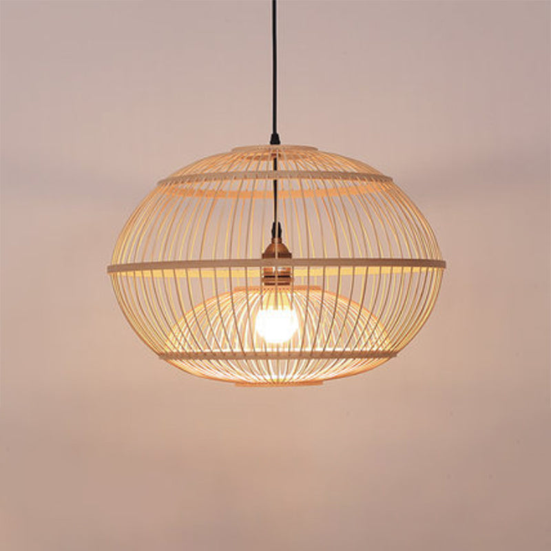 Bamboo Sphere Shaded Suspension Lighting Minimalist 1��Head Wood Pendant Ceiling Light Wood 23.5" B Clearhalo 'Ceiling Lights' 'Pendant Lights' 'Pendants' Lighting' 2246640_45c7c685-a165-4c3f-8979-3dac6733312f