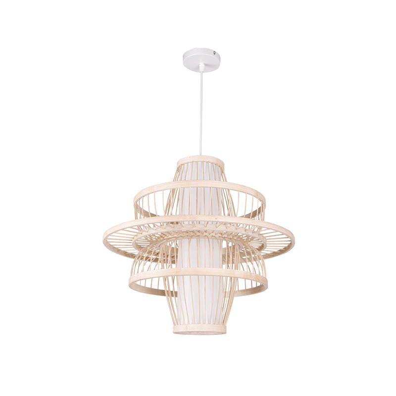 Wood Handmade Suspension Lighting Simplicity 1-Light Bamboo Pendant Light for Restaurant Clearhalo 'Ceiling Lights' 'Pendant Lights' 'Pendants' Lighting' 2246669