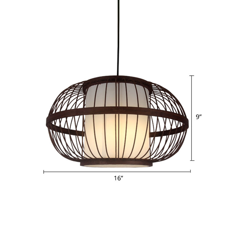Weaving Restaurant Ceiling Light Bamboo Single Modern Hanging Pendant Light in Coffee Clearhalo 'Ceiling Lights' 'Pendant Lights' 'Pendants' Lighting' 2246702