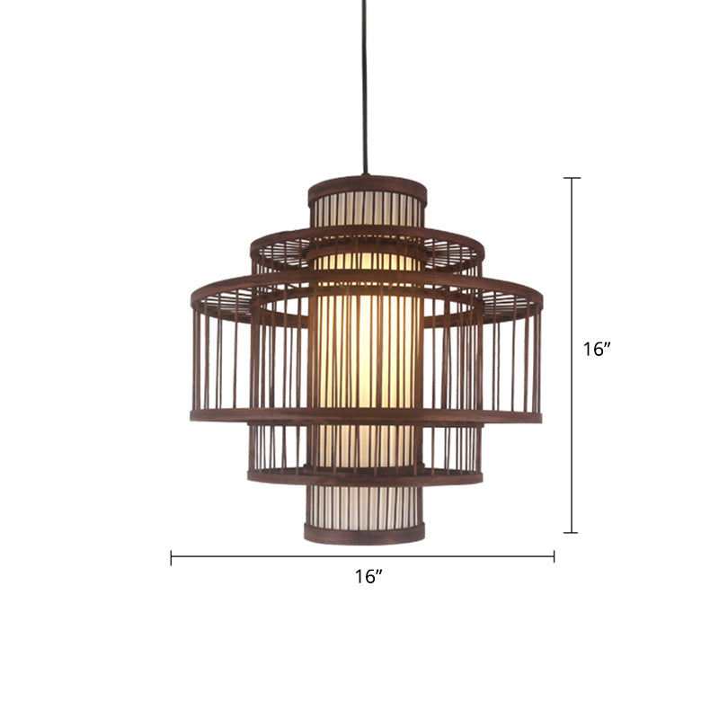 Weaving Restaurant Ceiling Light Bamboo Single Modern Hanging Pendant Light in Coffee Coffee F Clearhalo 'Ceiling Lights' 'Pendant Lights' 'Pendants' Lighting' 2246705_66fadab5-b128-4923-ad92-a701e8b0d732