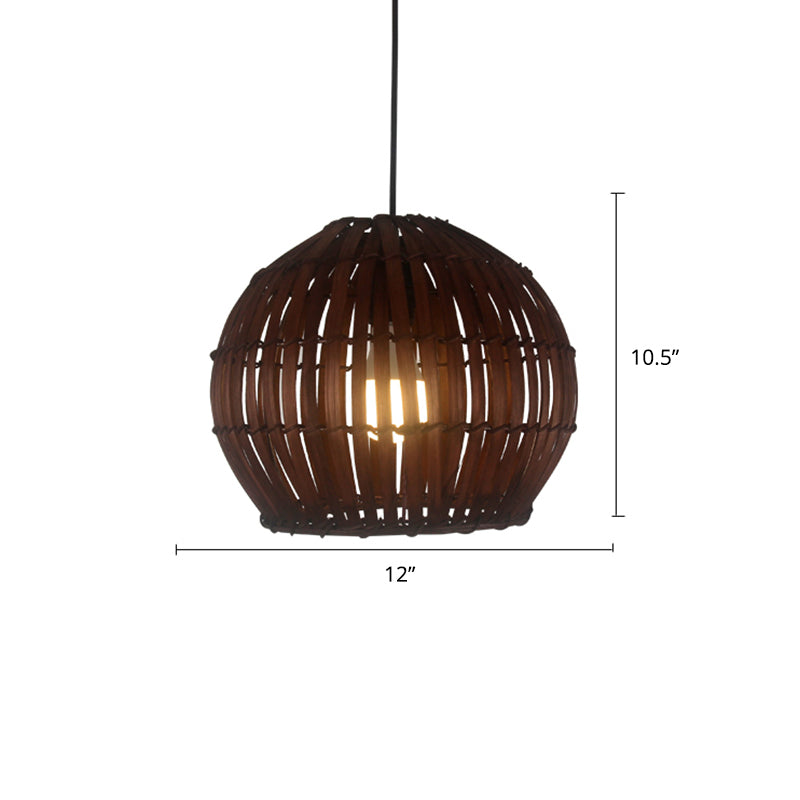 Weaving Restaurant Ceiling Light Bamboo Single Modern Hanging Pendant Light in Coffee Coffee C Clearhalo 'Ceiling Lights' 'Pendant Lights' 'Pendants' Lighting' 2246711_051e3981-aed6-440e-9616-42a581da9aa0