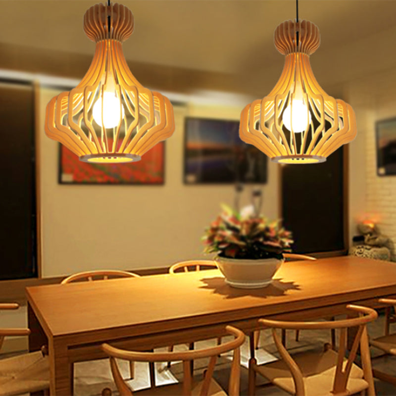 Simplicity Shaded Suspension Lighting Wood 1-Light Restaurant Pendant Light Fixture Clearhalo 'Ceiling Lights' 'Pendant Lights' 'Pendants' Lighting' 2246744