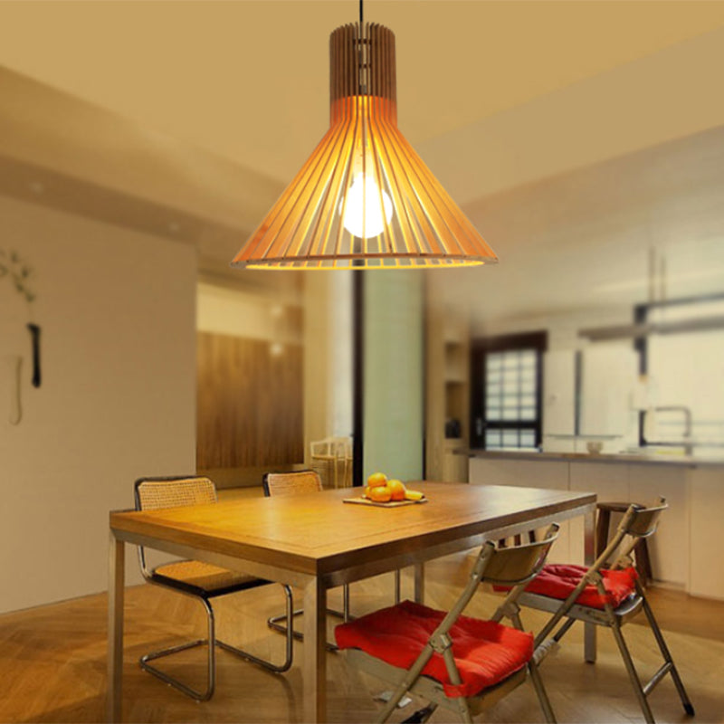Simplicity Shaded Suspension Lighting Wood 1-Light Restaurant Pendant Light Fixture Wood P Clearhalo 'Ceiling Lights' 'Pendant Lights' 'Pendants' Lighting' 2246752_0ef88c35-50b0-4674-814b-08cf0bacffe3