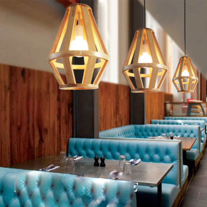 Simplicity Shaded Suspension Lighting Wood 1-Light Restaurant Pendant Light Fixture Wood E Clearhalo 'Ceiling Lights' 'Pendant Lights' 'Pendants' Lighting' 2246757_2ac28376-4bdc-474e-bf28-2e89697a2251