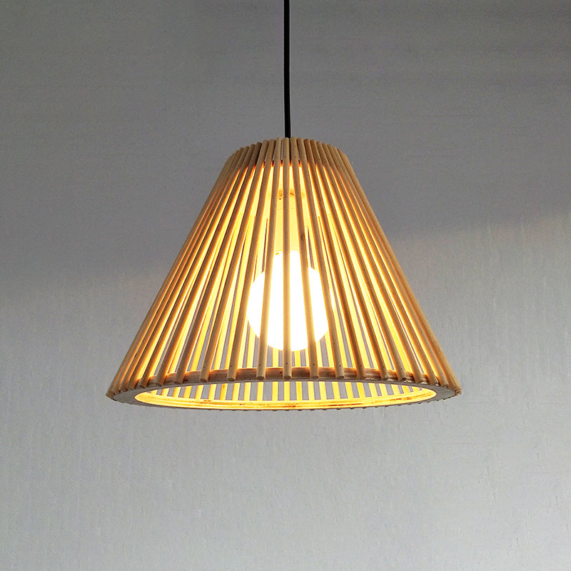 Simplicity Shaded Suspension Lighting Wood 1-Light Restaurant Pendant Light Fixture Clearhalo 'Ceiling Lights' 'Pendant Lights' 'Pendants' Lighting' 2246758