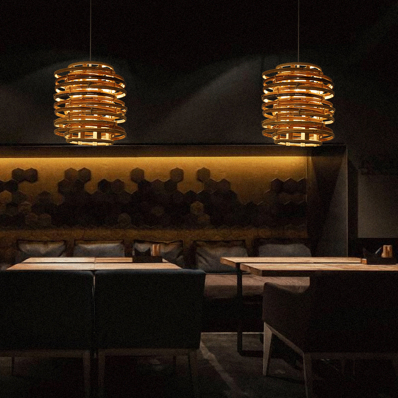 Curl Bound Ceiling Light Asian Style Rattan 1������Bulb Restaurant Hanging Light in Wood Clearhalo 'Ceiling Lights' 'Pendant Lights' 'Pendants' Lighting' 2246762