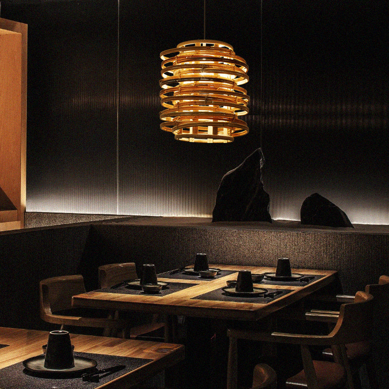 Curl Bound Ceiling Light Asian Style Rattan 1������Bulb Restaurant Hanging Light in Wood Clearhalo 'Ceiling Lights' 'Pendant Lights' 'Pendants' Lighting' 2246763