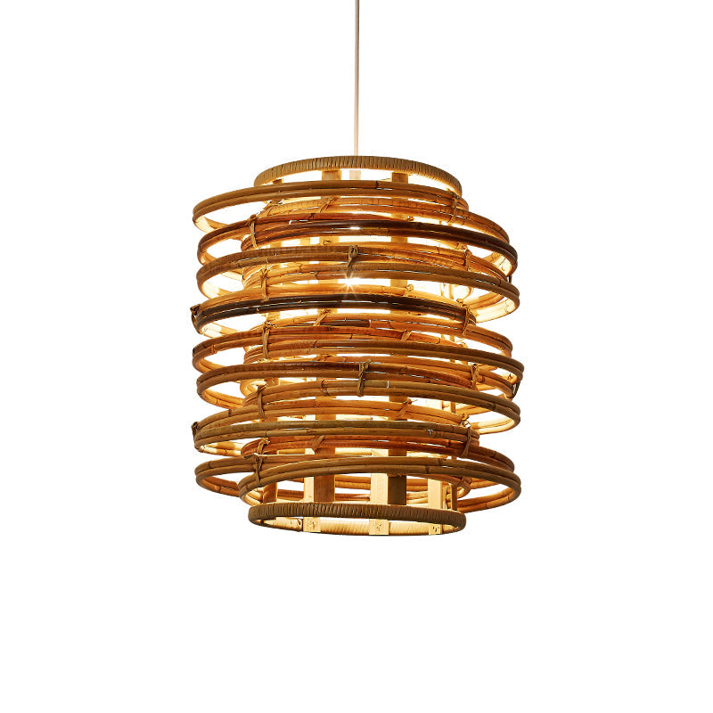 Curl Bound Ceiling Light Asian Style Rattan 1������Bulb Restaurant Hanging Light in Wood Clearhalo 'Ceiling Lights' 'Pendant Lights' 'Pendants' Lighting' 2246764
