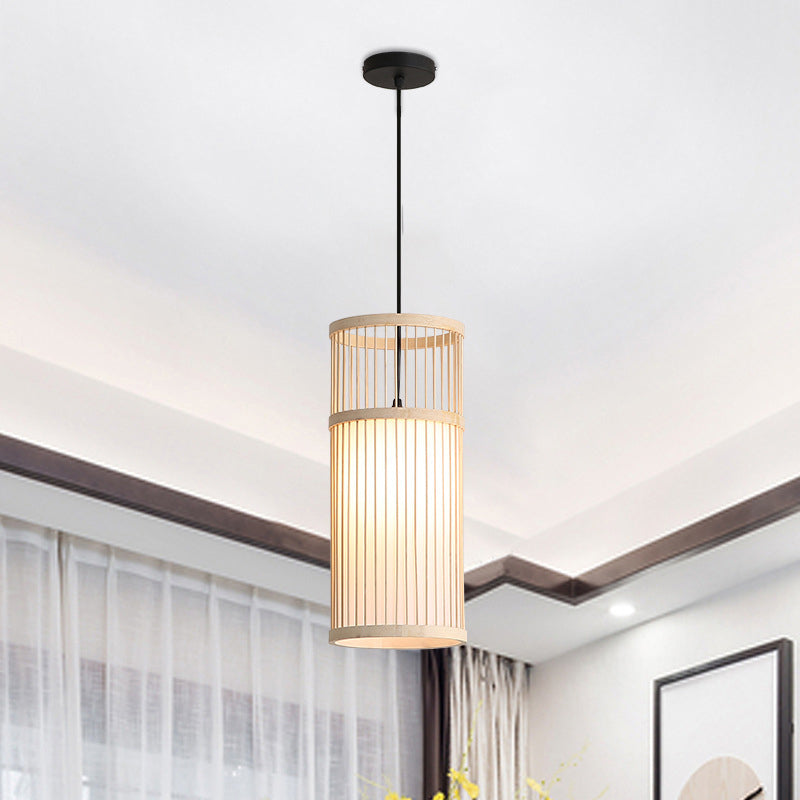 Cylinder Restaurant Suspension Lighting Bamboo 1������Head Minimalist Pendant Ceiling Light Clearhalo 'Ceiling Lights' 'Pendant Lights' 'Pendants' Lighting' 2246765