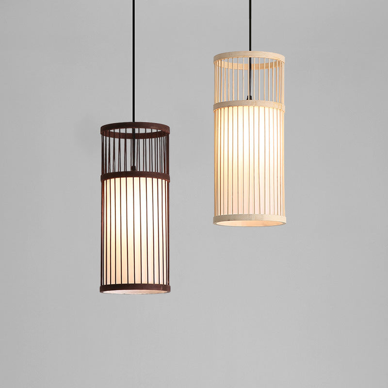 Cylinder Restaurant Suspension Lighting Bamboo 1������Head Minimalist Pendant Ceiling Light Clearhalo 'Ceiling Lights' 'Pendant Lights' 'Pendants' Lighting' 2246766