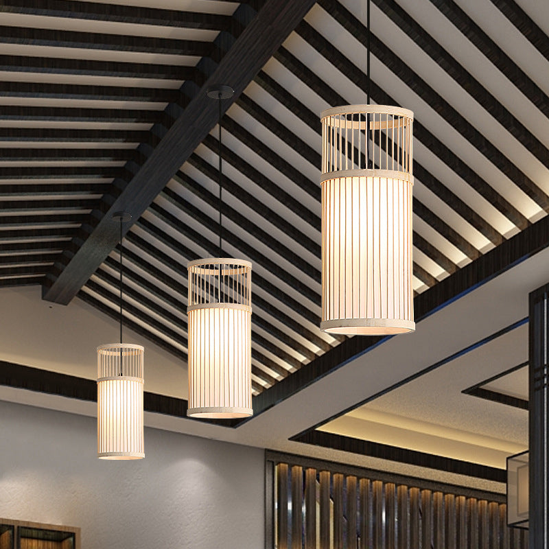 Cylinder Restaurant Suspension Lighting Bamboo 1������Head Minimalist Pendant Ceiling Light Clearhalo 'Ceiling Lights' 'Pendant Lights' 'Pendants' Lighting' 2246767